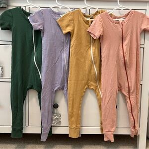 Parade Organics One-Piece 2-way Zipper Pajamas - Pink, Mustard, Lavender, Green